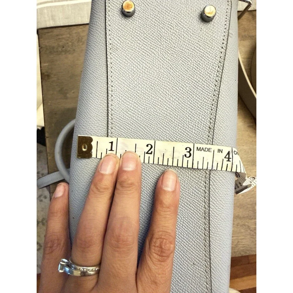 Coach Light Blue Pebbled Leather Satchel Crossbody Shoulder Bag Silver Hardware